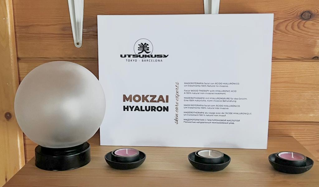 Set de maderoterapia facial con ácido hialurónico.